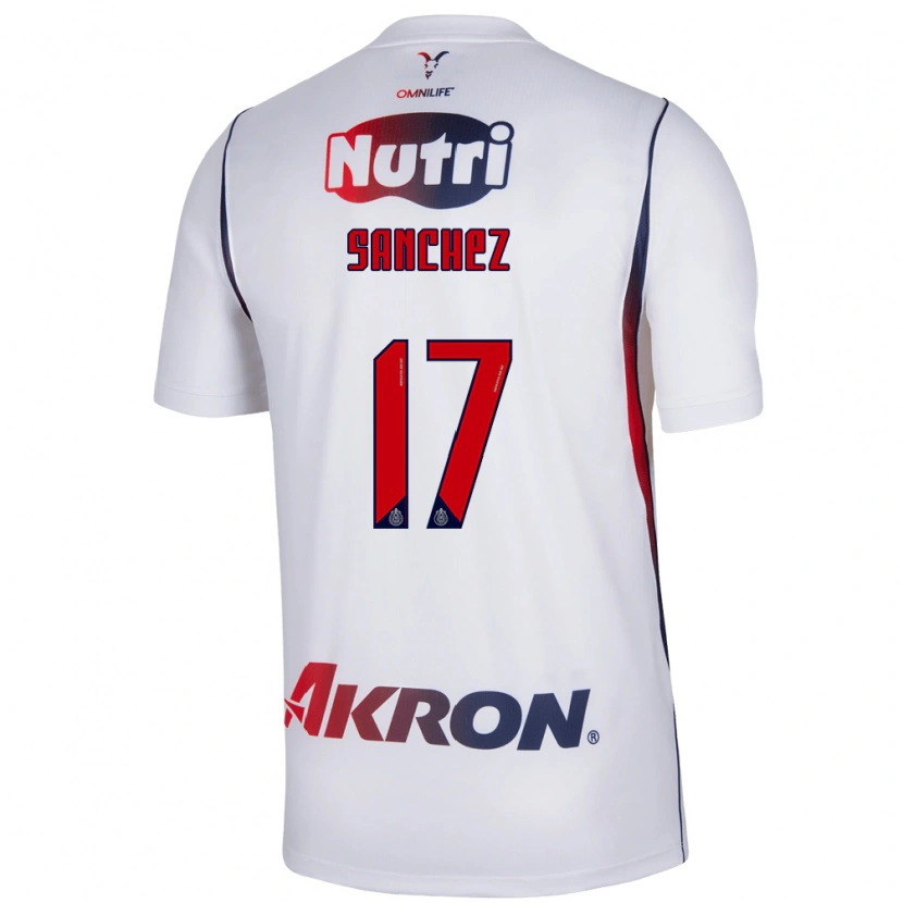Danxen Børn Jesús Sánchez #17 Hvid Marineblå Rød Udebane Spillertrøjer 2026/27 Trøje T-Shirt