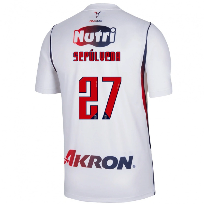Danxen Børn Leonardo Sepúlveda #27 Hvid Marineblå Rød Udebane Spillertrøjer 2026/27 Trøje T-Shirt