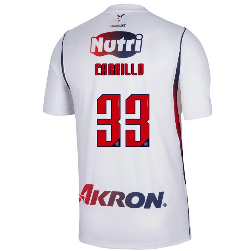 Danxen Børn Jordán Carrillo #33 Hvid Marineblå Rød Udebane Spillertrøjer 2026/27 Trøje T-Shirt