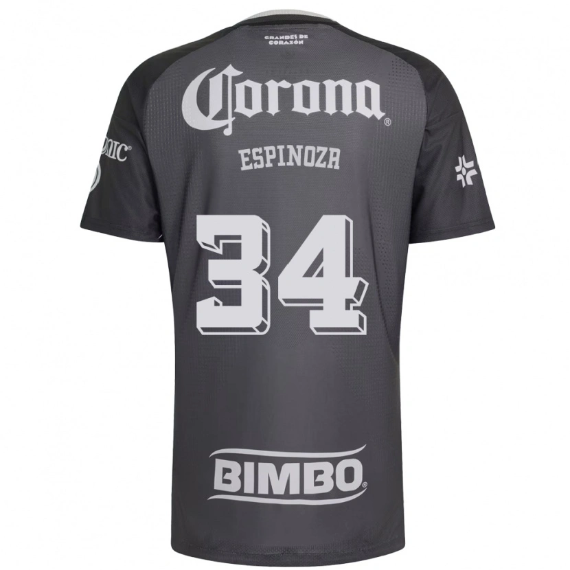 Danxen Børn Dagoberto Espinoza #34 Grå Hvid Sort Udebane Spillertrøjer 2026/27 Trøje T-Shirt