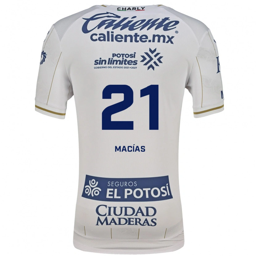 Danxen Børn Óscar Macías #21 Hvid Blå Udebane Spillertrøjer 2026/27 Trøje T-Shirt
