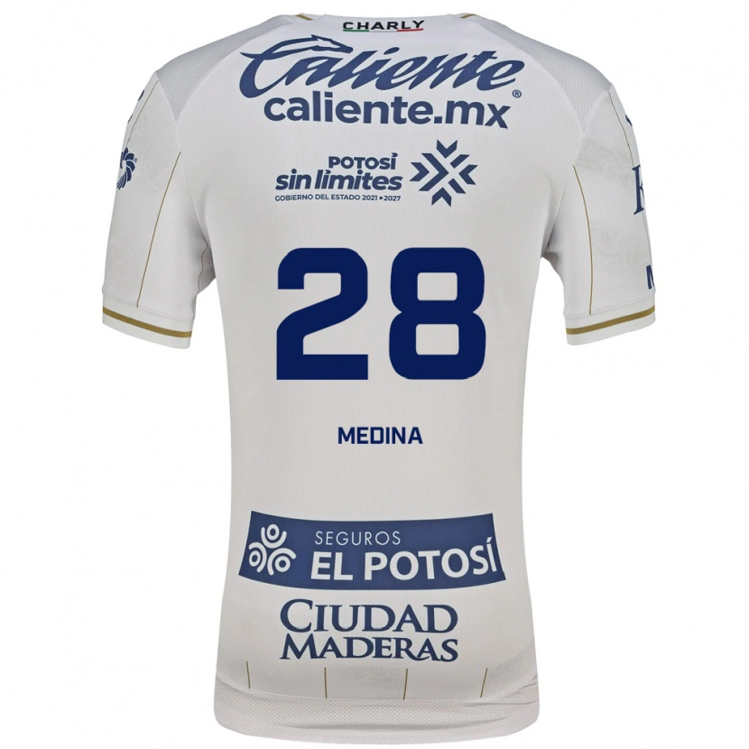 Danxen Børn Jesús Medina #28 Hvid Blå Udebane Spillertrøjer 2026/27 Trøje T-Shirt