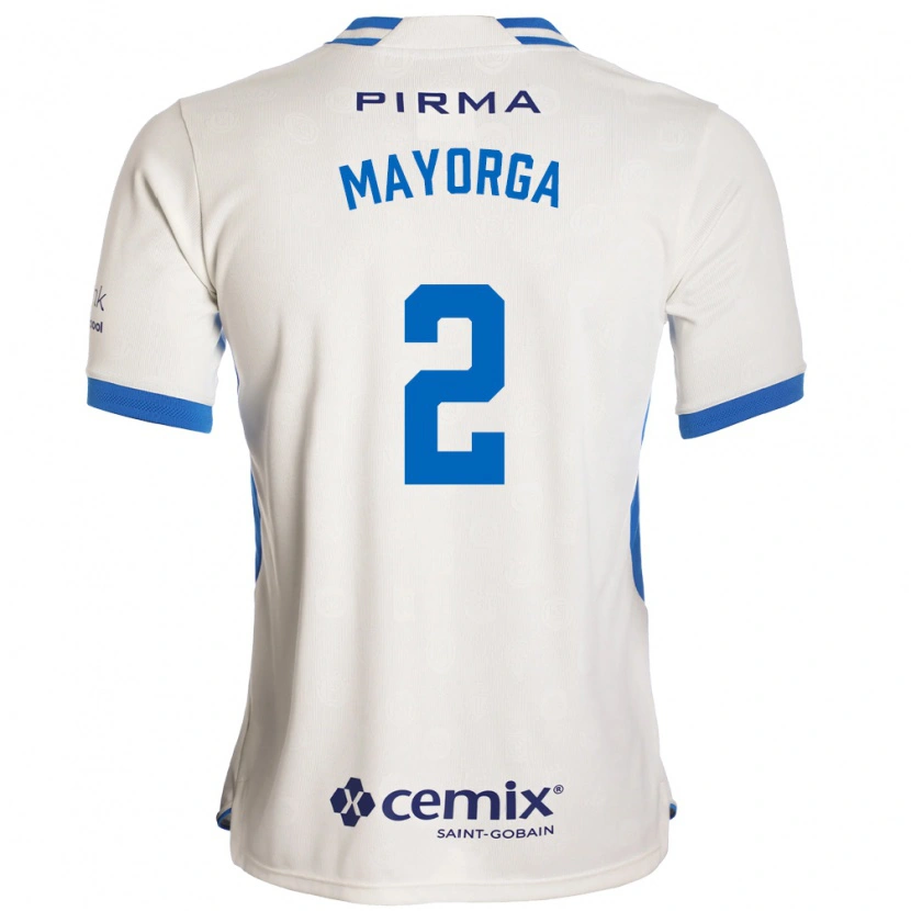 Danxen Børn Alejandro Mayorga #2 Hvid Blå Rød Udebane Spillertrøjer 2026/27 Trøje T-Shirt
