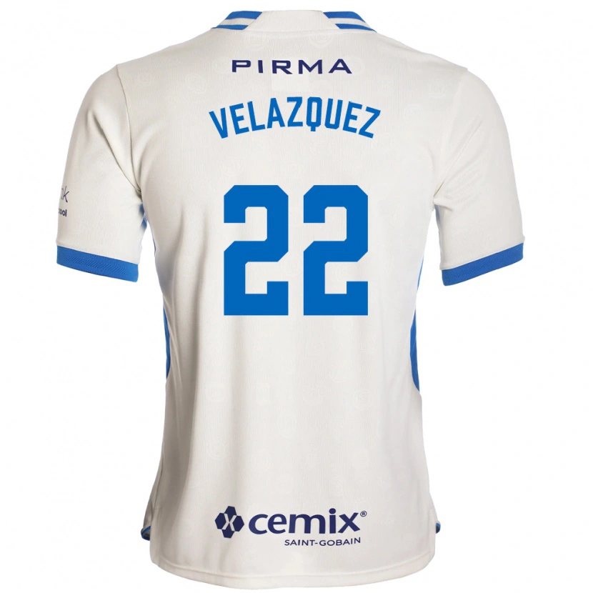 Danxen Børn Hireri Velazquez #22 Hvid Blå Rød Udebane Spillertrøjer 2026/27 Trøje T-Shirt