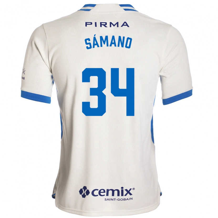 Danxen Børn Leonardo Sámano #34 Hvid Blå Rød Udebane Spillertrøjer 2026/27 Trøje T-Shirt