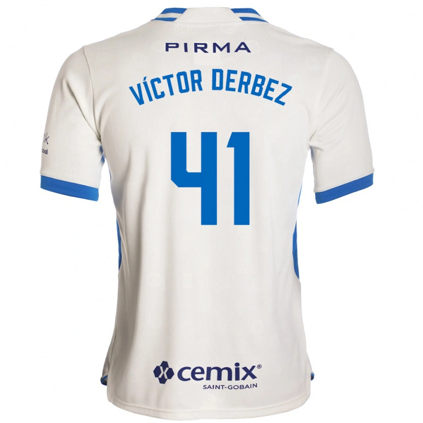 Danxen Børn Louis Víctor Derbez #41 Hvid Blå Rød Udebane Spillertrøjer 2026/27 Trøje T-Shirt