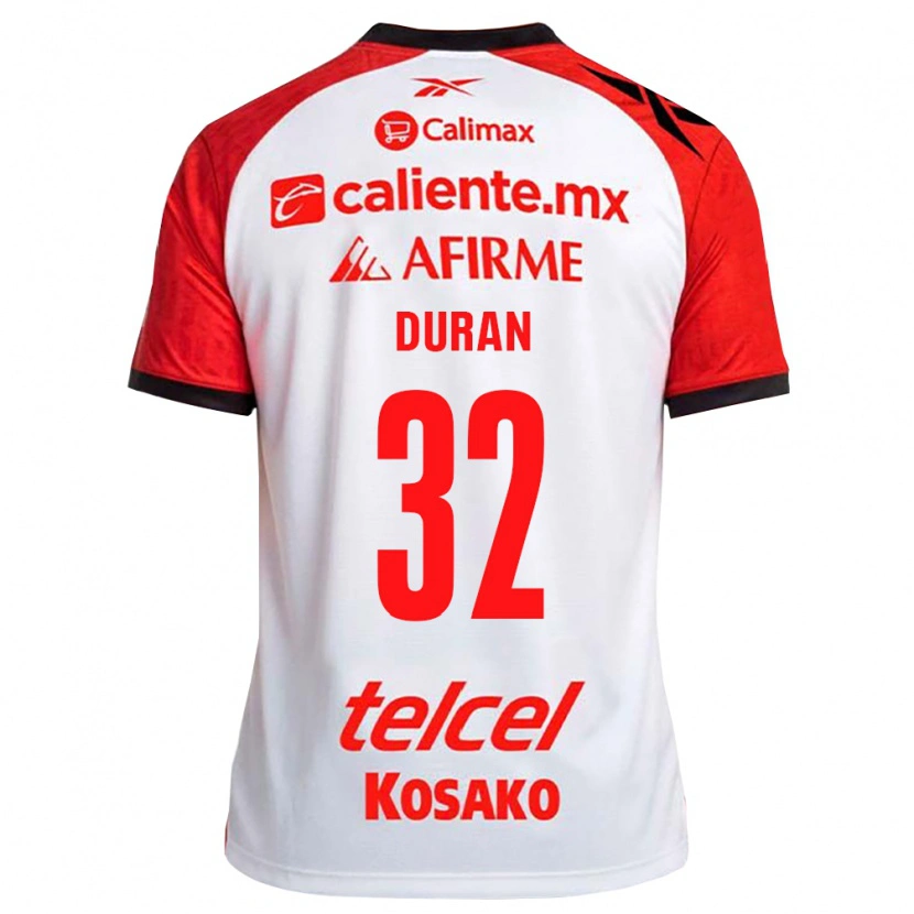 Danxen Børn Ailed Duran #32 Hvid Sort Rød Udebane Spillertrøjer 2026/27 Trøje T-Shirt