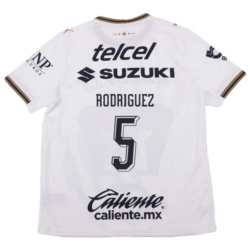 Danxen Børn Jeronimo Rodriguez #5 Hvid Sort Brun Udebane Spillertrøjer 2026/27 Trøje T-Shirt
