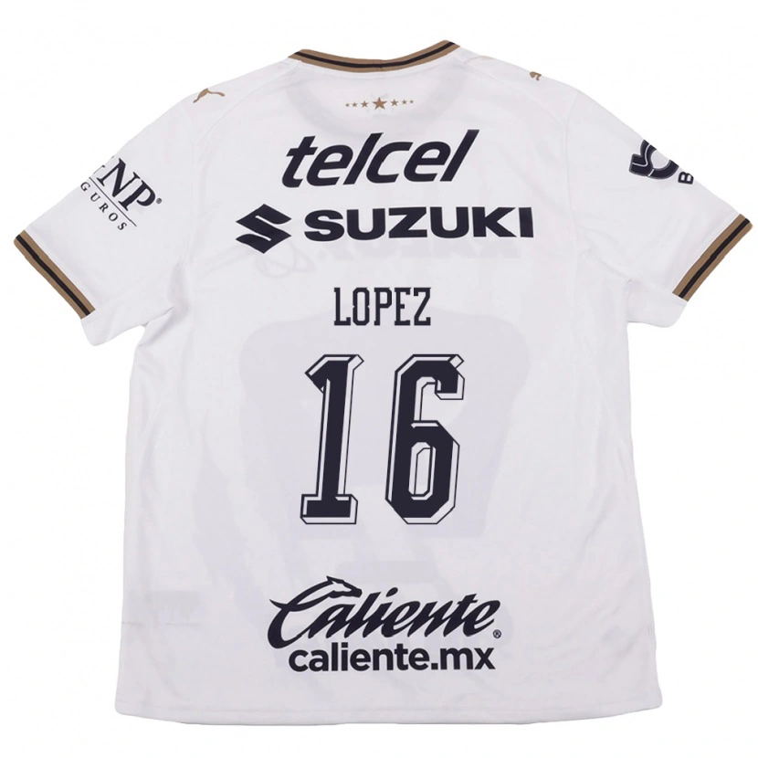 Danxen Børn Samantha Lopez #16 Hvid Sort Brun Udebane Spillertrøjer 2026/27 Trøje T-Shirt