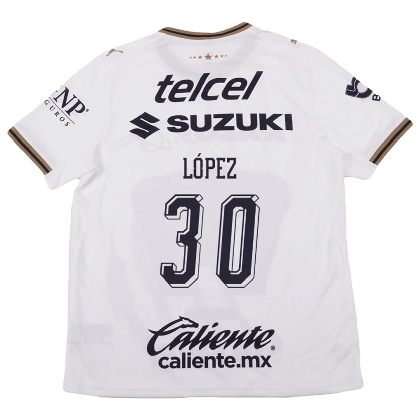 Danxen Børn Santiago López #30 Hvid Sort Brun Udebane Spillertrøjer 2026/27 Trøje T-Shirt