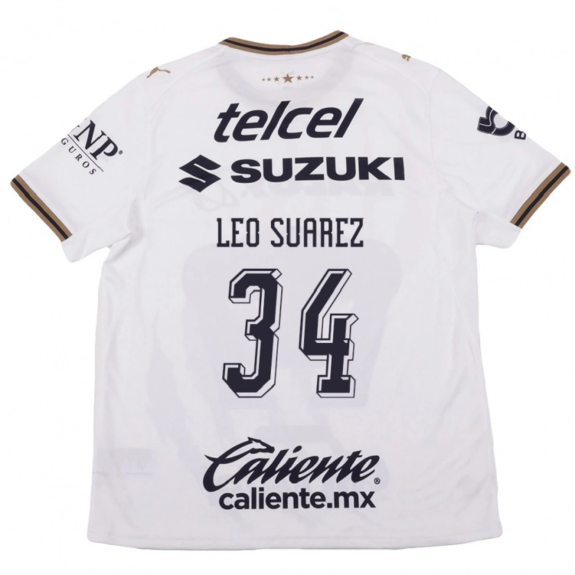 Danxen Børn Leo Suárez #34 Hvid Sort Brun Udebane Spillertrøjer 2026/27 Trøje T-Shirt
