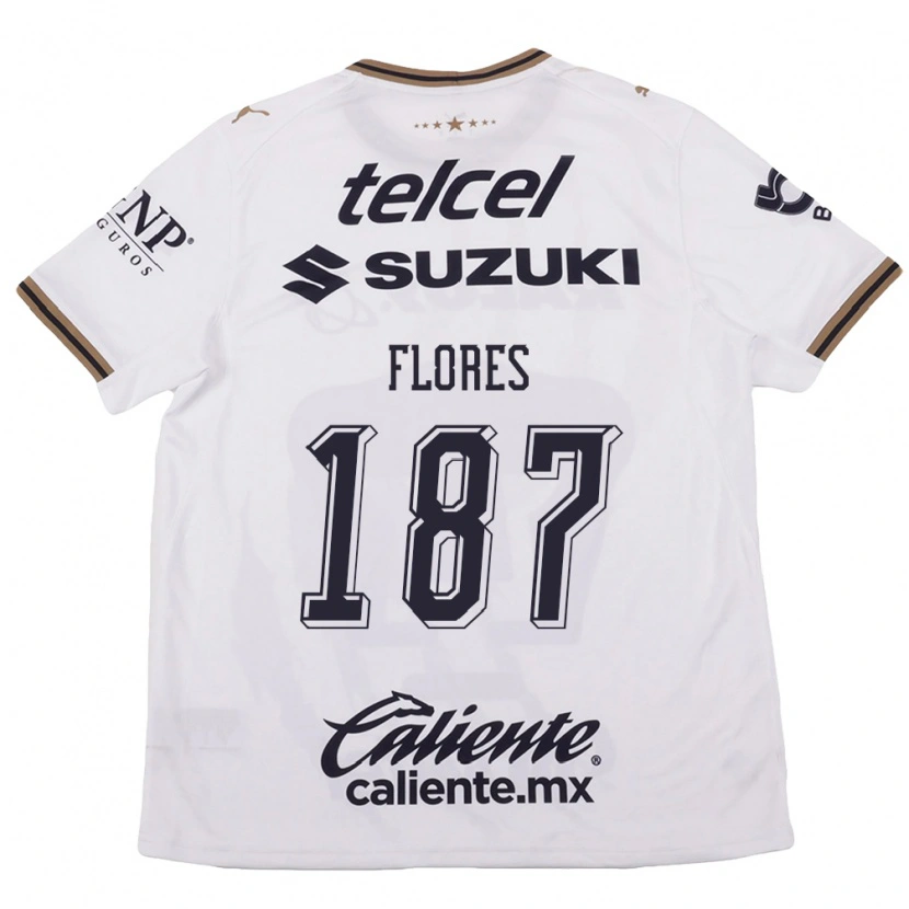 Danxen Børn Jonathan Flores #187 Hvid Sort Brun Udebane Spillertrøjer 2026/27 Trøje T-Shirt