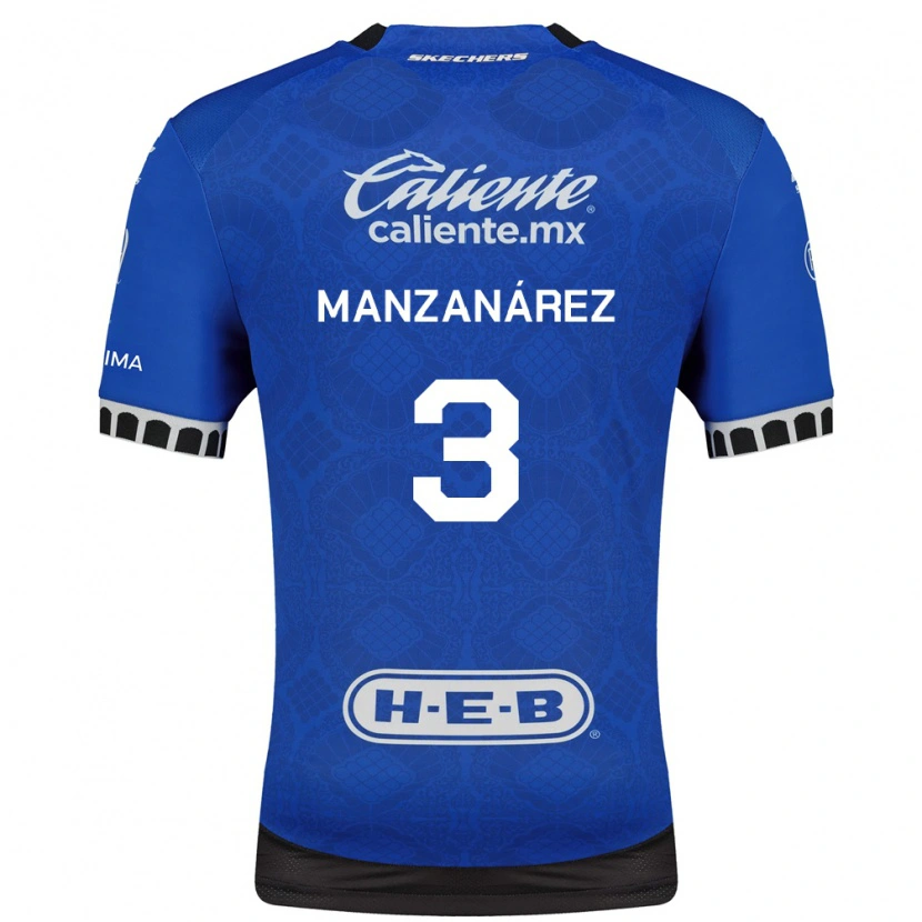 Danxen Børn Óscar Manzanárez #3 Kongelig Blå Hvid Sort Udebane Spillertrøjer 2026/27 Trøje T-Shirt