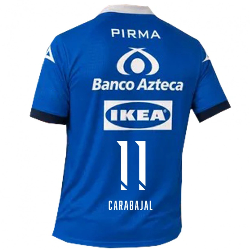 Danxen Børn Gabriel Carabajal #11 Blå Hvid Udebane Spillertrøjer 2026/27 Trøje T-Shirt
