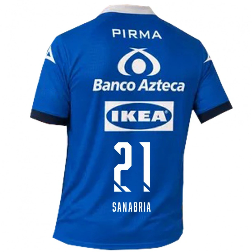 Danxen Børn Sergio Sanabria #21 Blå Hvid Udebane Spillertrøjer 2026/27 Trøje T-Shirt