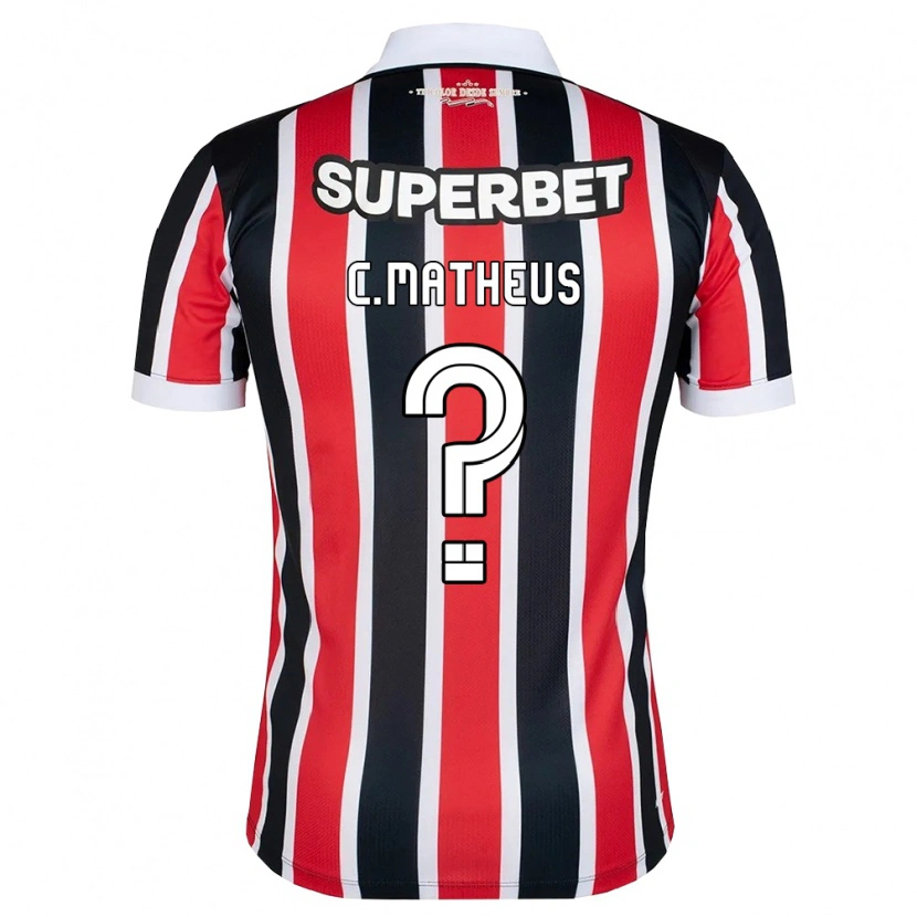 Danxen Børn Caio Matheus #0 Rød Hvid Sort Udebane Spillertrøjer 2026/27 Trøje T-Shirt