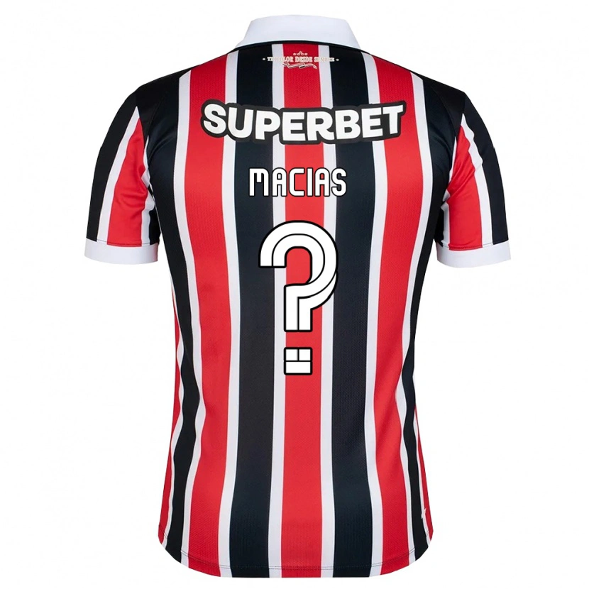 Danxen Børn Juan Macías #0 Rød Hvid Sort Udebane Spillertrøjer 2026/27 Trøje T-Shirt