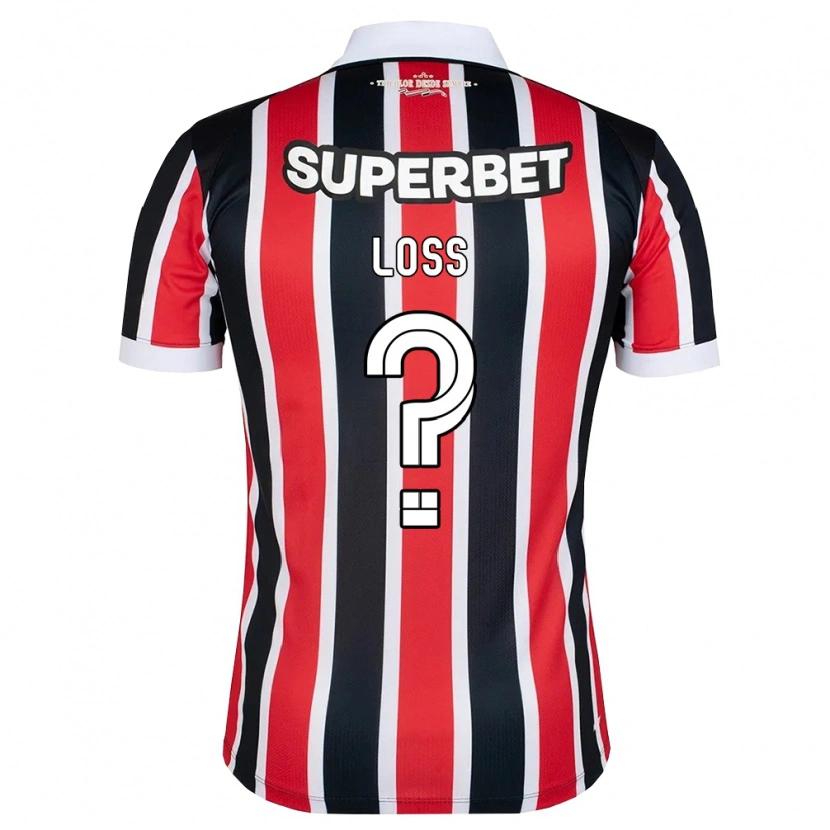 Danxen Børn Lucas Loss #0 Rød Hvid Sort Udebane Spillertrøjer 2026/27 Trøje T-Shirt
