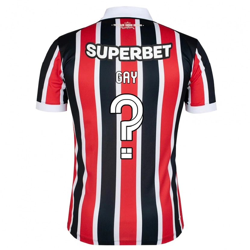 Danxen Børn Ganael Gay #0 Rød Hvid Sort Udebane Spillertrøjer 2026/27 Trøje T-Shirt