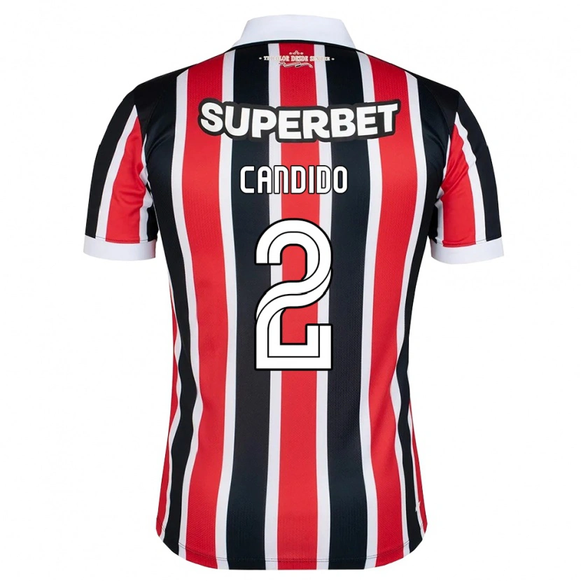 Danxen Børn Angelo Candido #2 Rød Hvid Sort Udebane Spillertrøjer 2026/27 Trøje T-Shirt