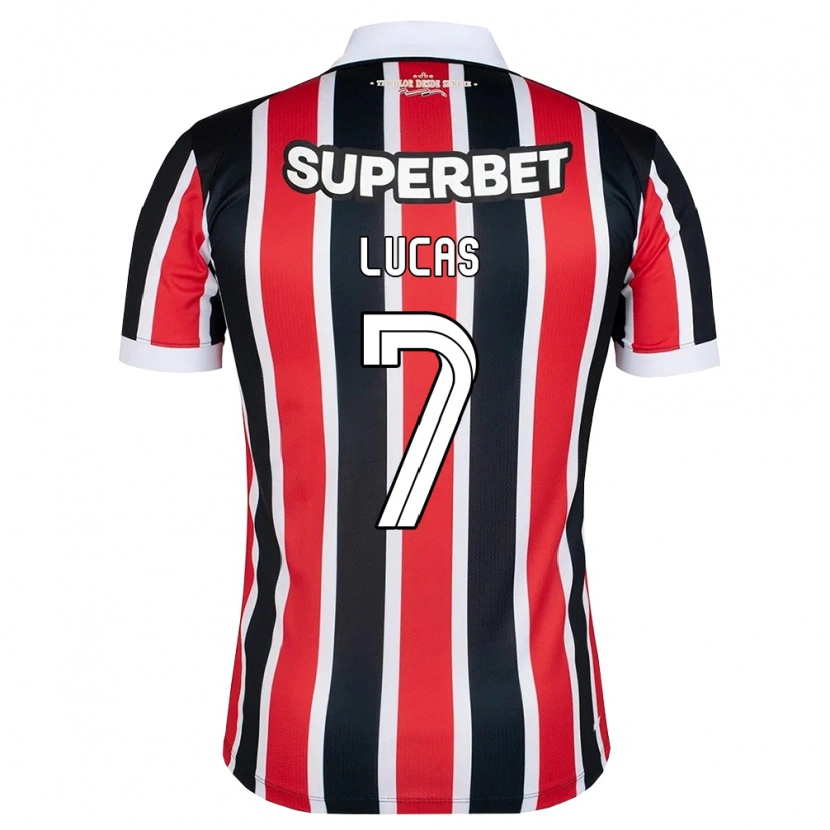 Danxen Børn Lucas Moura #7 Rød Hvid Sort Udebane Spillertrøjer 2026/27 Trøje T-Shirt