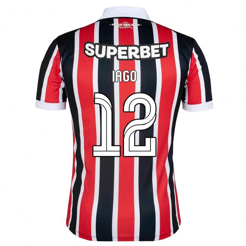 Danxen Børn Iago Amaral Borduchi #12 Rød Hvid Sort Udebane Spillertrøjer 2026/27 Trøje T-Shirt