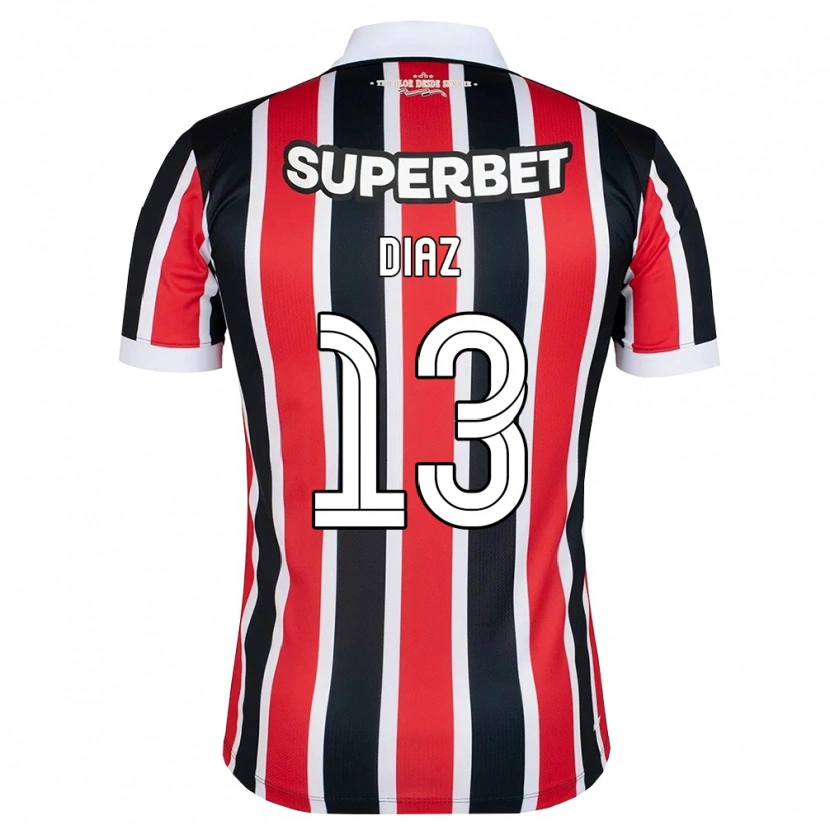 Danxen Børn Enzo Díaz #13 Rød Hvid Sort Udebane Spillertrøjer 2026/27 Trøje T-Shirt