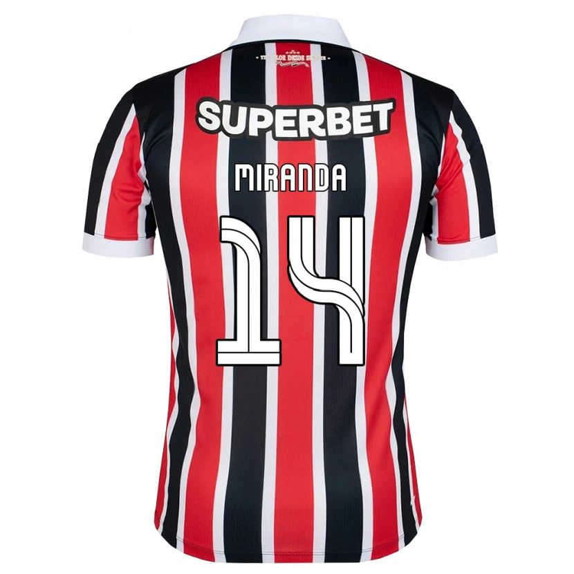 Danxen Børn Lucas Miranda #14 Rød Hvid Sort Udebane Spillertrøjer 2026/27 Trøje T-Shirt
