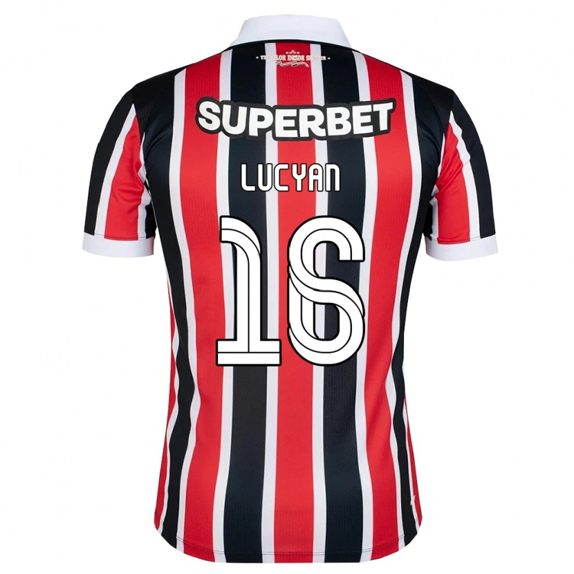 Danxen Børn Lucyan Gabriel Arruda Delgado #16 Rød Hvid Sort Udebane Spillertrøjer 2026/27 Trøje T-Shirt