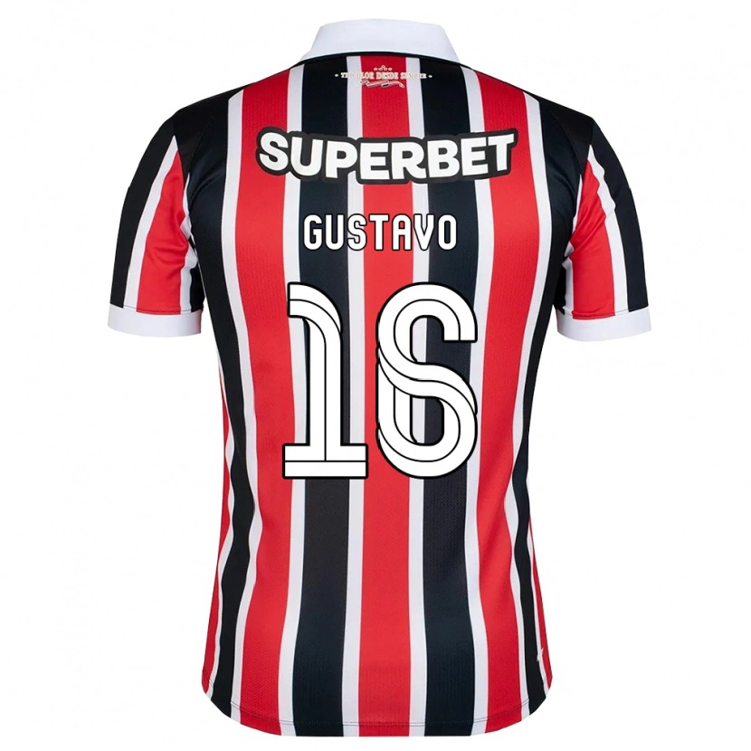 Danxen Børn Luiz Gustavo #16 Rød Hvid Sort Udebane Spillertrøjer 2026/27 Trøje T-Shirt