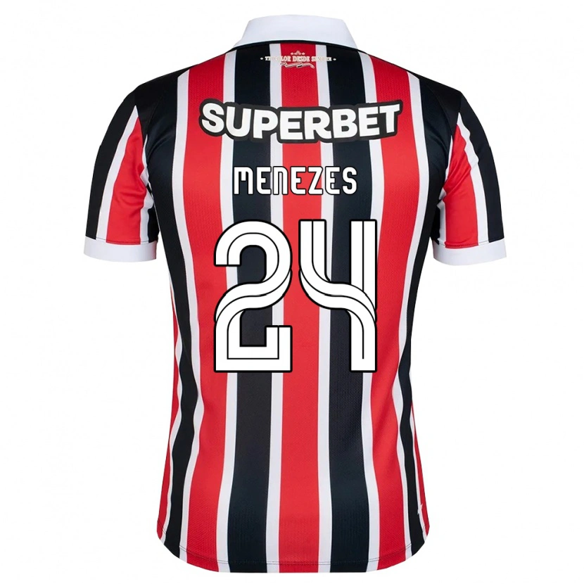 Danxen Børn Matheus Menezes #24 Rød Hvid Sort Udebane Spillertrøjer 2026/27 Trøje T-Shirt