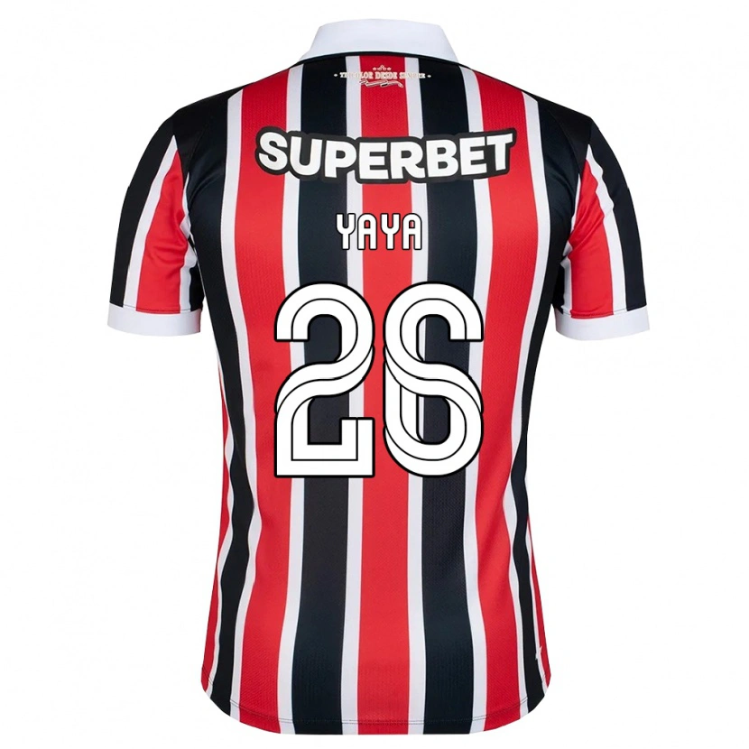 Danxen Børn Yaya #26 Rød Hvid Sort Udebane Spillertrøjer 2026/27 Trøje T-Shirt