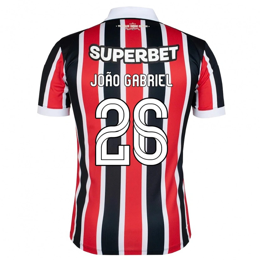 Danxen Børn João Gabriel #26 Rød Hvid Sort Udebane Spillertrøjer 2026/27 Trøje T-Shirt