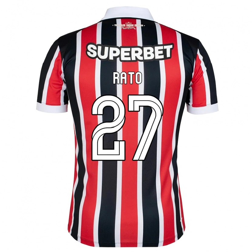 Danxen Børn Wellington Rato #27 Rød Hvid Sort Udebane Spillertrøjer 2026/27 Trøje T-Shirt