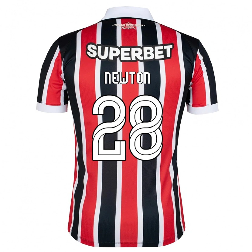 Danxen Børn Newton Araujo Da Costa Júnior #28 Rød Hvid Sort Udebane Spillertrøjer 2026/27 Trøje T-Shirt