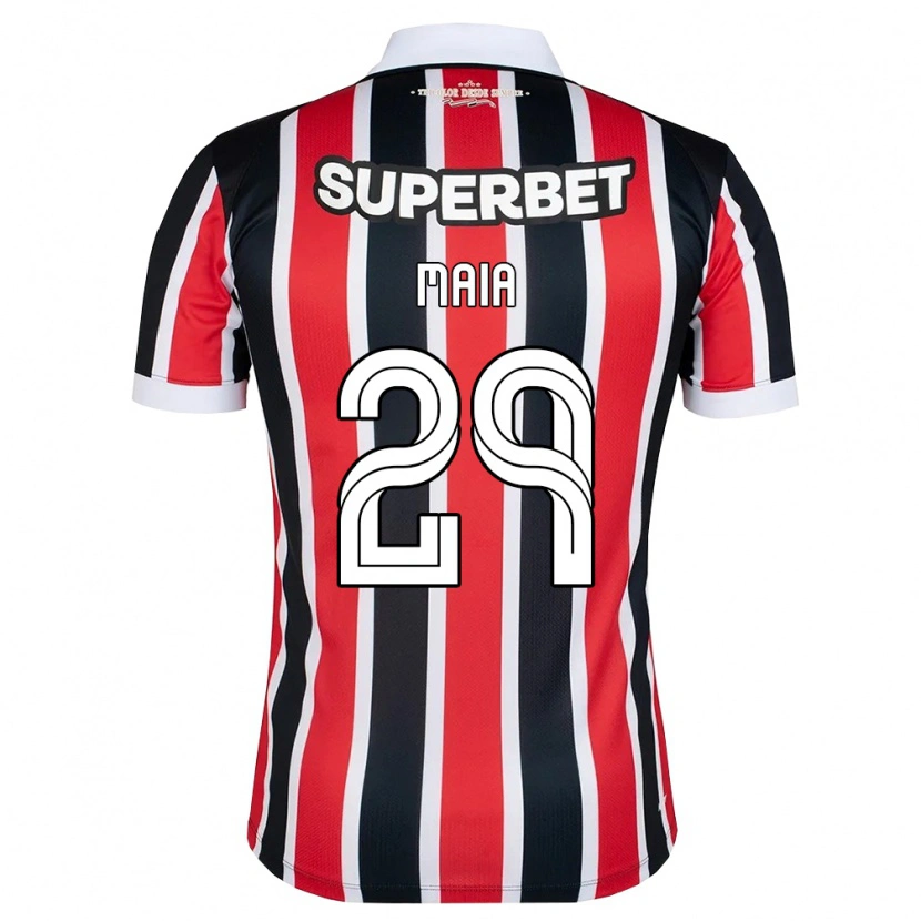 Danxen Børn Pablo Maia #29 Rød Hvid Sort Udebane Spillertrøjer 2026/27 Trøje T-Shirt