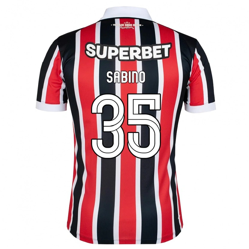 Danxen Børn José Sabino Chagas Monteiro #35 Rød Hvid Sort Udebane Spillertrøjer 2026/27 Trøje T-Shirt