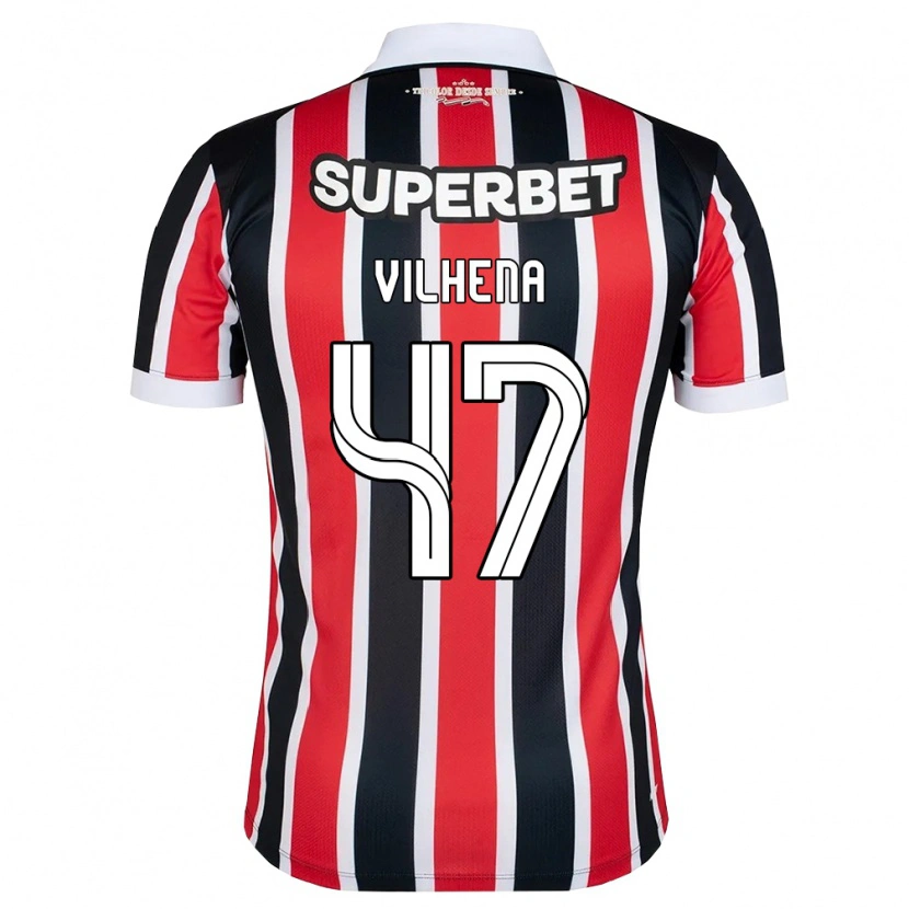Danxen Børn Pedro Vilhena #47 Rød Hvid Sort Udebane Spillertrøjer 2026/27 Trøje T-Shirt