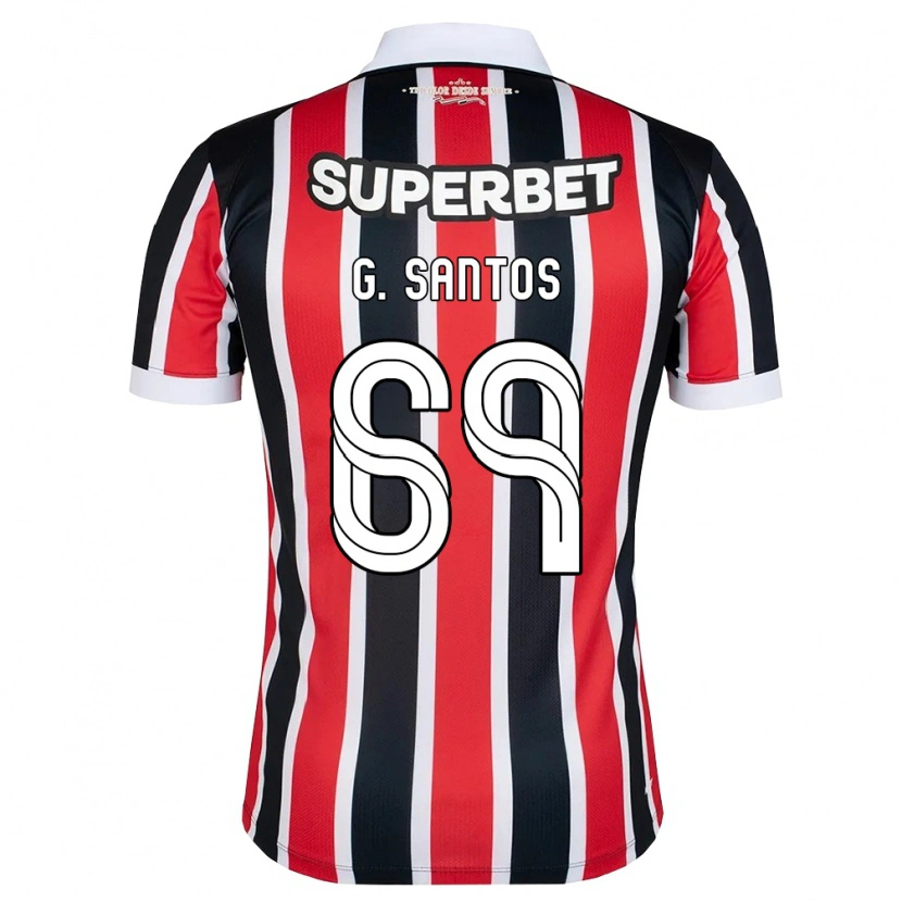 Danxen Børn Guilherme Santos #69 Rød Hvid Sort Udebane Spillertrøjer 2026/27 Trøje T-Shirt