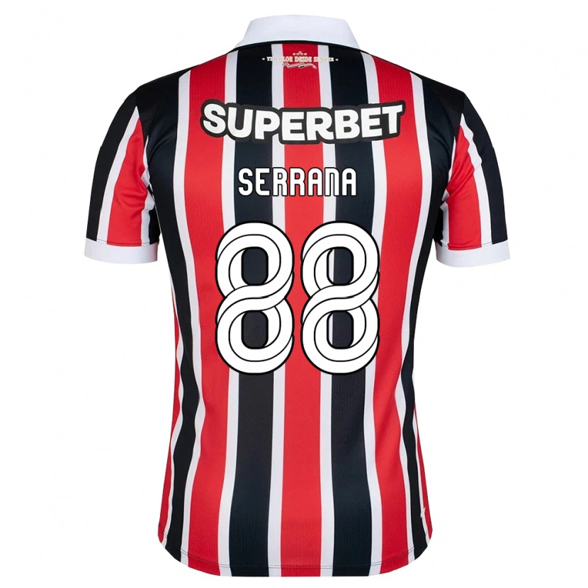 Danxen Børn Serrana #88 Rød Hvid Sort Udebane Spillertrøjer 2026/27 Trøje T-Shirt