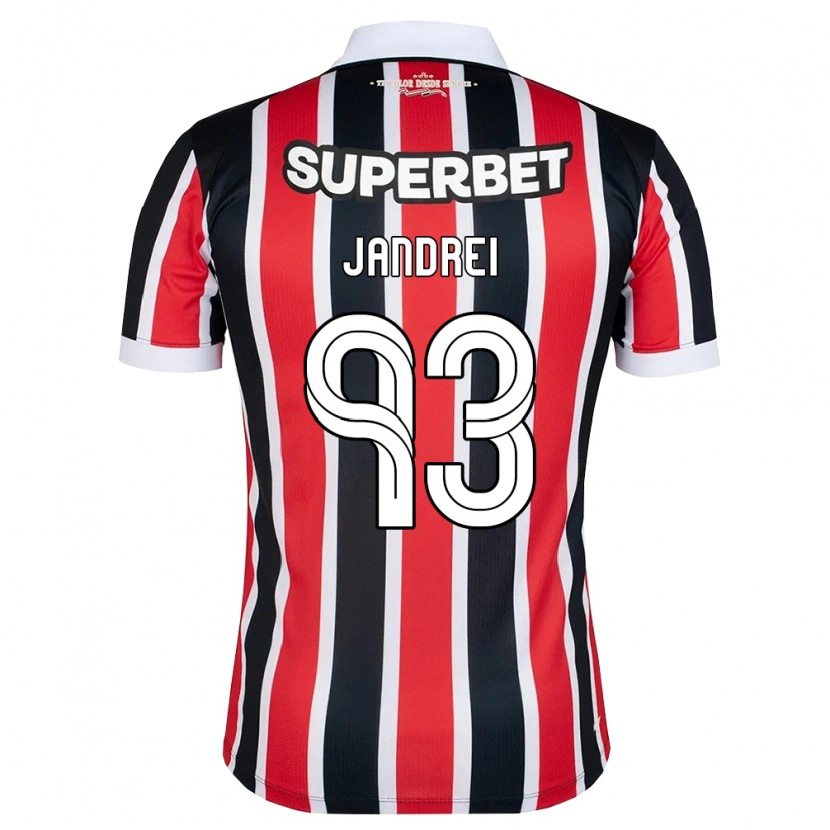 Danxen Børn Jandrei #93 Rød Hvid Sort Udebane Spillertrøjer 2026/27 Trøje T-Shirt