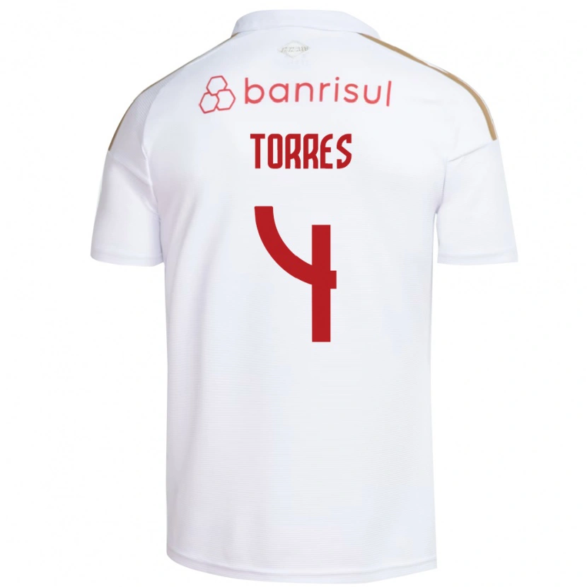 Danxen Børn Félix Torres #4 Hvid Rød Udebane Spillertrøjer 2026/27 Trøje T-Shirt