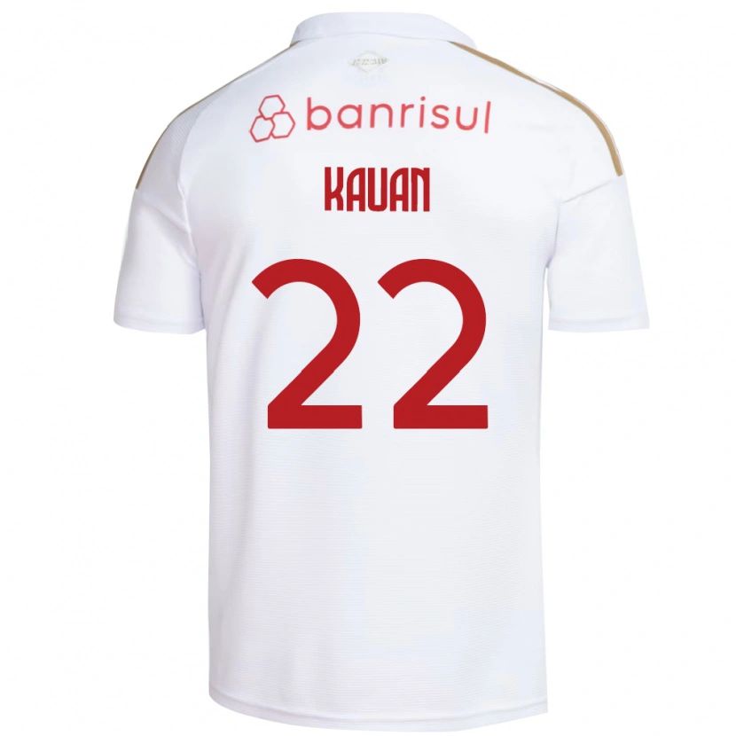 Danxen Børn Kauan Jesus Santos Oliveira #22 Hvid Rød Udebane Spillertrøjer 2026/27 Trøje T-Shirt