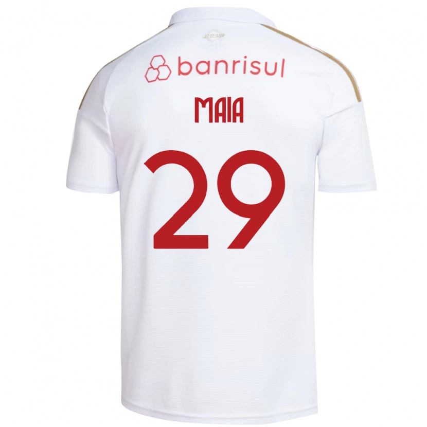 Danxen Børn Thiago Maia #29 Hvid Rød Udebane Spillertrøjer 2026/27 Trøje T-Shirt