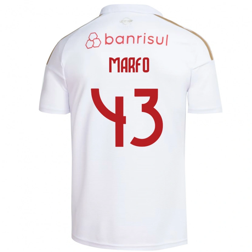 Danxen Børn Denis Marfo #43 Hvid Rød Udebane Spillertrøjer 2026/27 Trøje T-Shirt