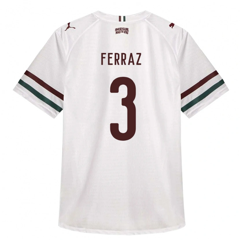 Danxen Børn Matheus Ferraz #3 Hvid Grøn Vinrød Udebane Spillertrøjer 2026/27 Trøje T-Shirt