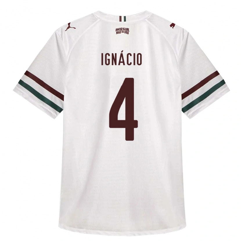 Danxen Børn Ignácio Da Silva Oliveira #4 Hvid Grøn Vinrød Udebane Spillertrøjer 2026/27 Trøje T-Shirt