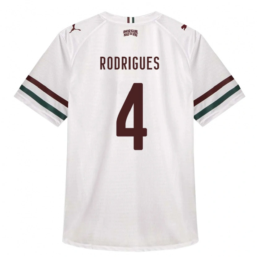 Danxen Børn Nath Rodrigues #4 Hvid Grøn Vinrød Udebane Spillertrøjer 2026/27 Trøje T-Shirt