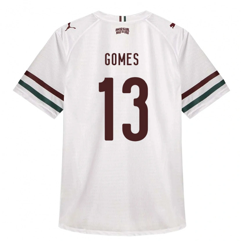 Danxen Børn Rodrigo Gomes #13 Hvid Grøn Vinrød Udebane Spillertrøjer 2026/27 Trøje T-Shirt