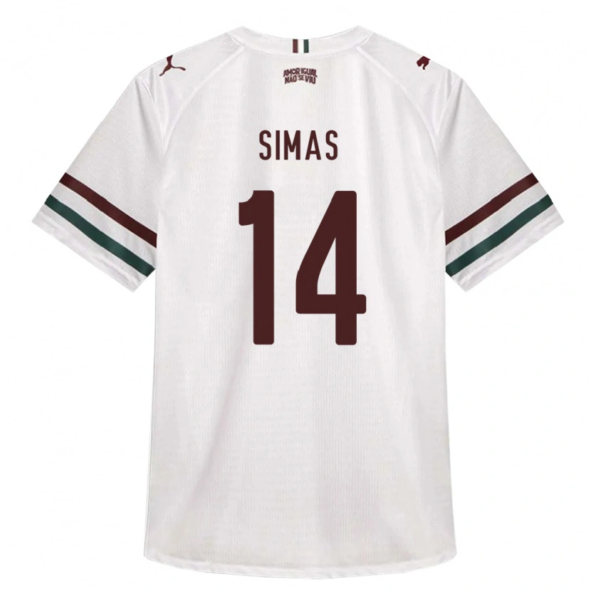 Danxen Børn Léo Simas #14 Hvid Grøn Vinrød Udebane Spillertrøjer 2026/27 Trøje T-Shirt